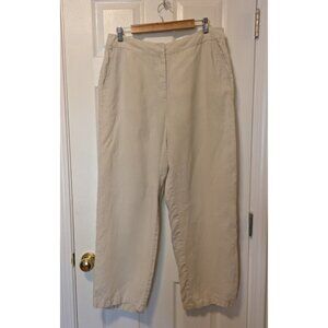 Eileen Fisher White Irish Linen Wide Leg Pants Large